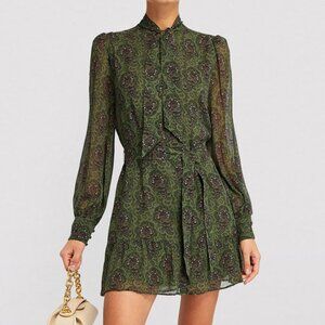 Paige Silk Vittoria Mini Dress Green size XS